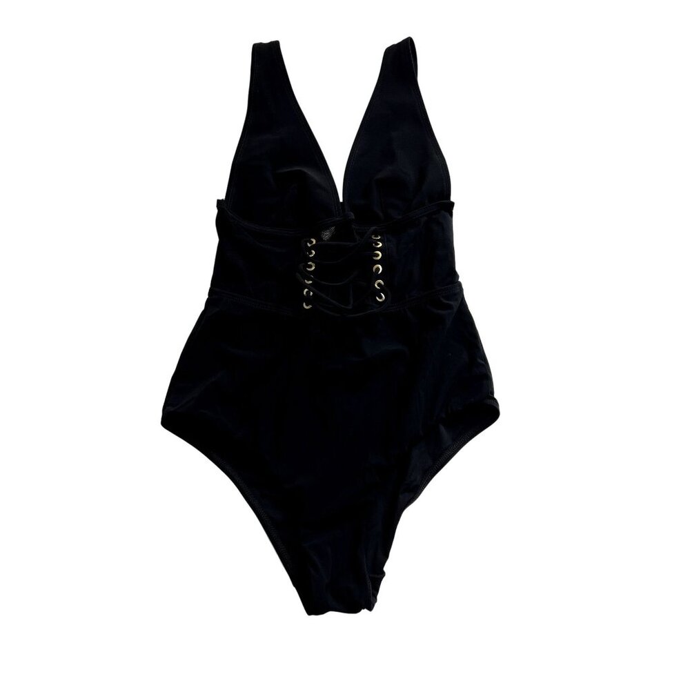 Zimmermann Tulsi Swimsuit With Lace-up Panel In Black
